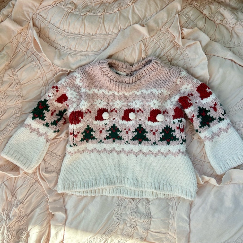 Zara kids pink Christmas hat Sweater